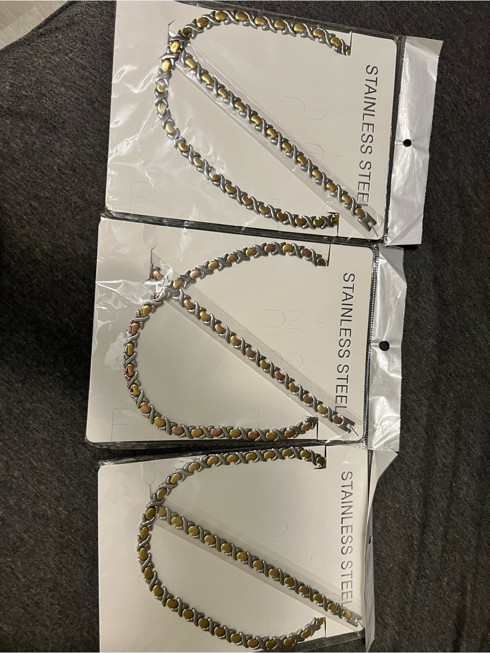 Two-Tone Heart Link Necklace - Gold and Silver